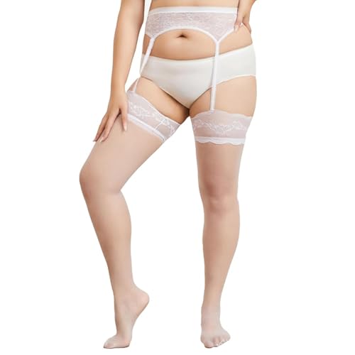 HTRUIYATY Halterlose Strümpfe Damen Sexy Transparent Strapsstrümpfe mit Spitze Strumpfhosen von HTRUIYATY
