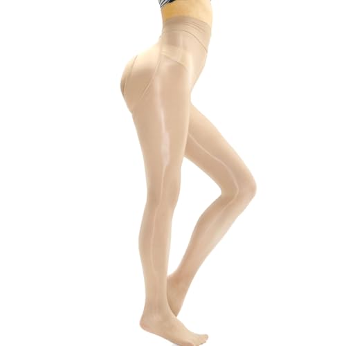 HTRUIYATY Strumpfhose Glänzend Damen Semi Transparent Feinstrumpfhose Schritt öffnen Strumpfhosen Seidenstrumpfhose ohne zwickel 8Den von HTRUIYATY