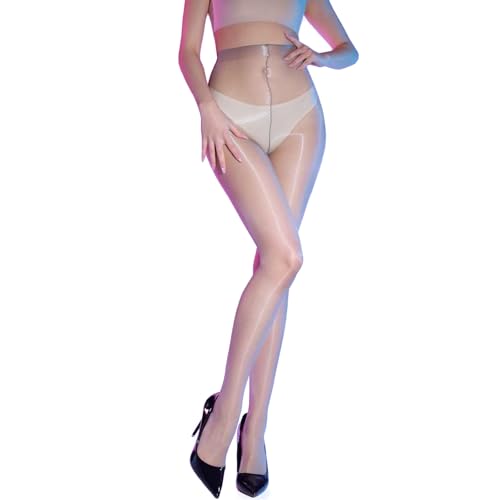 HTRUIYATY Strumpfhosen Damen 0 Denier Nahtlose ölig Feinstrumpfhose Mit Hoher Taille Ultradünne Strumpfhose-Grau von HTRUIYATY