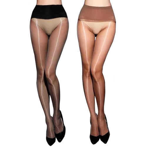 HTRUIYATY Transparent Glänzend Strumpfhosen Für Damen Ultra Thin Panty Strümpfe Feinstrumpfhose 2 Paar von HTRUIYATY