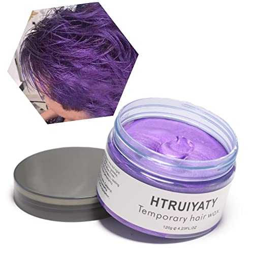 Haarfarbe Wachs, einmalige temporäre Modellierung natürliche Farbe Haarfärbemittel Wachs, temporäre Frisur Creme, Styling-Wachs für Party, Cosplay, Party, Maskerade, Nachtclub, Halloween (Lila) von HTRUIYATY