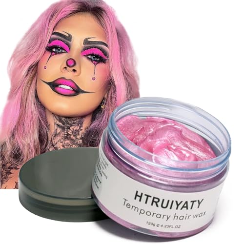 Haarfarbe Wachs, einmalige temporäre Modellierung natürliche Farbe Haarfärbemittel Wachs, temporäre Frisur Creme, Styling-Wachs für Party, Cosplay, Party, Maskerade, Nachtclub, Halloween (Rosa) von HTRUIYATY