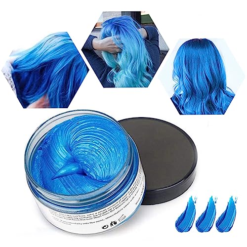 Haarwachs Temporäres Haarfarbe Wachs, Unisex Haarfärbemittel Wachs, Waschbares Pflanzenformel Mattes Natürliches Buntes Haarwachs (120g Blau) von HTRUIYATY