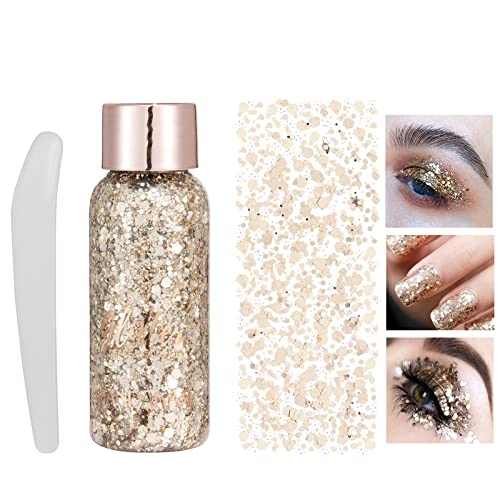 KöRper Glitzer Gel Glitter Liquid Face Body Glitter Gel Festival Glitter Mermaid Sequins Chunky Glitter Liquid Gesicht Haar Make-up Long Lasting Sparkling Mit 1 LöFfel Braun von HTRUIYATY