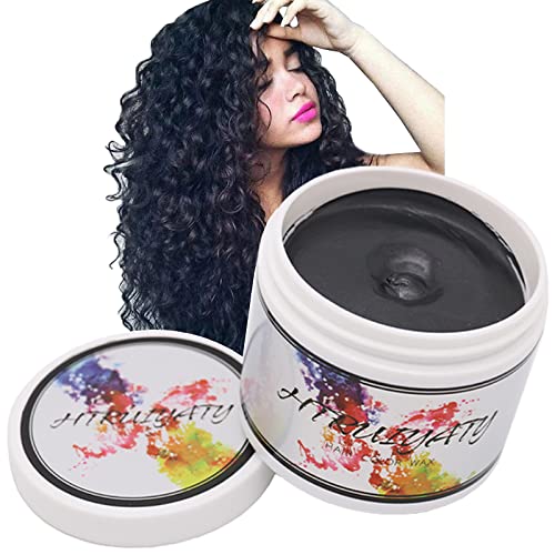 Schwarz Temporäre Haarfarbe Farbstoff Non-permanent DIY Haarfarbe Wachs Schlamm Washable Farbiges Haarfarbe Creme Für Party Cosplay Halloween von HTRUIYATY