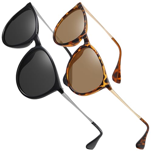 HTTDSLF 2 Stücke Polarisierte Sonnenbrille Damen, Polarisierte Sonnenbrille Herren, Retro Vintage Sunglasses Woman Polarisiert, UV 400, Unisex HTTDSLF 2 Stücke Polarisierte Sonnenbrille Damen, Polarisierte Sonnenbrille Herren, Retro Vintage Sunglasses Woman Polarisiert, UV 400, Unisex von HTTDSLF
