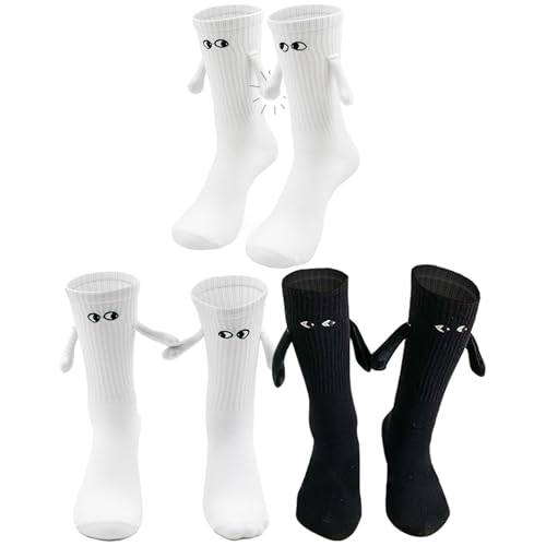 HTTDSLF 3 Paar Socken mit Händen Geburtstag Hand in Hand Socken mit Magnetarmen Lustige Alberne, Unisex Halten Hände Socken, Geschenke für Frauen Männer Freundin Freunde Partner Paare Kinder von HTTDSLF