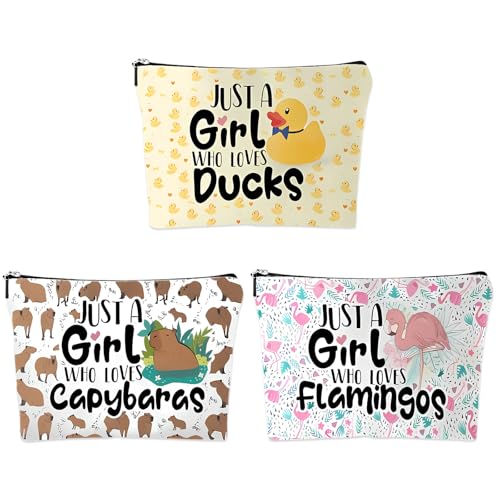 HTTDSLF 3 Stück Kleine Kosmetiktasche, Kosmetiktasche für Mädchen Capybara Schminktasche Makeup Tasche, Tragbare Kulturbeutel Für Damen von HTTDSLF