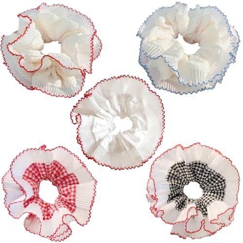 HTTDSLF 5 Stück Haargummi de Elastische, Haargummis Scrunchies für Damen, Große Elastische Haarbänder Spitze Geeignet, für Damen und Mädchen Silk Scrunchies Geschenk von HTTDSLF