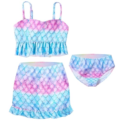 HTTDSLF Mädchen Bikini Set, Mädchen Badeanzug Dreiteiliger, Badeanzug Bikini, Rüschen Bustier Bikinislip Meerjungfrau 3 Teilig, Süße Bademode für Kinder 6-8 Jahre HTTDSLF Mädchen Bikini Set, Mädchen Badeanzug Dreiteiliger, Badeanzug Bikini, Rüschen Bustier Bikinislip Meerjungfrau 3 Teilig, Süße Bademode für Kinder 6-8 Jahre von HTTDSLF