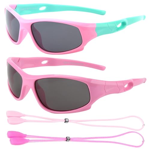 HTTDSLF 2 Stücke Sonnenbrille für Kinder, Polarisierte Sonnenbrille, Kindersonnenbrille, Silicone Frame,UV400 Schutz, SONNENBRILLE Baby für 0-3 Jahre von HTTDSLF