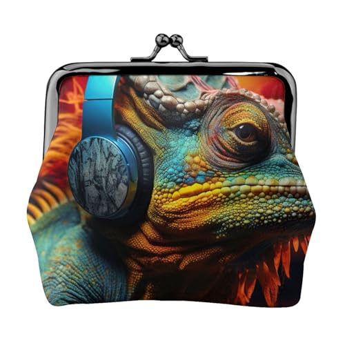 Chameleon Listen Music Damen Leichte Geldbörse Exquisite Wasserdichte Kleine Münztasche Kartenetui von HTTUP
