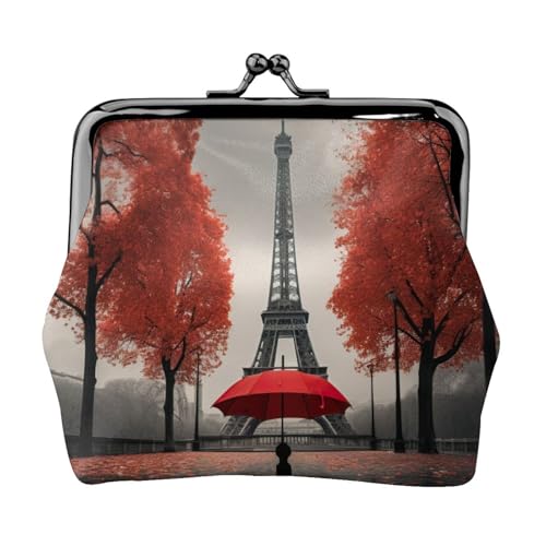 Eiffelturm mit leichtem rotem Regenschirm-Druck für Damen, exquisite kleine wasserdichte Tasche für Münzen und Karten Eiffelturm mit leichtem rotem Regenschirm-Druck für Damen, exquisite kleine wasserdichte Tasche für Münzen und Karten von HTTUP