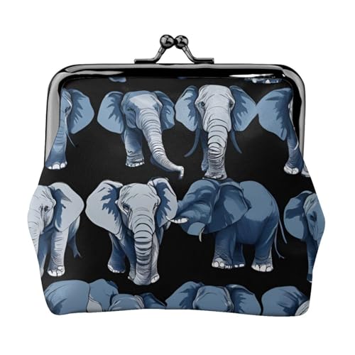 Elephant-Blue Black Print Damengeldbörse, leicht, exquisit, wasserdicht, kleine Tasche für Münzen, Karten von HTTUP