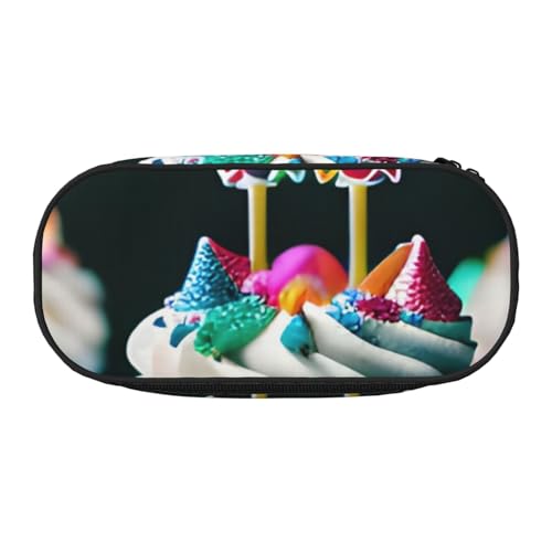 Federmäppchen mit Aufschrift "Happy Birthday", stilvoll, einzigartig, großes Fassungsvermögen, Unisex, mit Reißverschluss, Büro, Reisen, Make-up von HTTUP