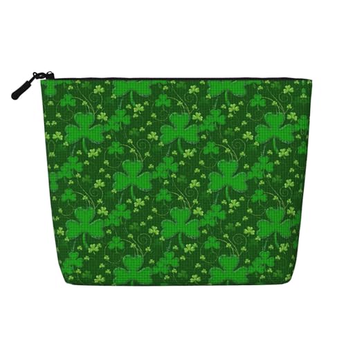 HTTUP Background St. Patrick's Day Glitzer-Druck Geschäftsreise Essential einlagige Make-up-Tasche mit Reißverschluss für Damen, großes Fassungsvermögen, Schwarz, Einheitsgröße von HTTUP