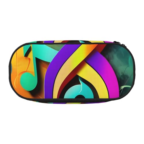 HTTUP Buntes Federmäppchen mit Musiknoten-Druck, stilvoll, einzigartig, großes Fassungsvermögen, Unisex, mit Reißverschluss, Büro, Reisen, Make-up-Aufbewahrung von HTTUP