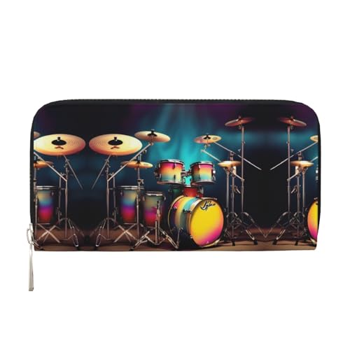 HTTUP Cool Drums Set Print Casual Clutch Geldbörse Handbrieftasche für Frauen Kapazität Geldbörse stilvoll reisefreundlich Schwarz One Size Art, Schwarz, One Size, Kunst von HTTUP