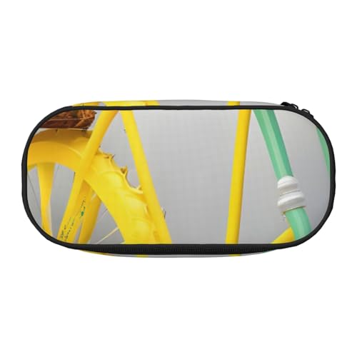 HTTUP Federmäppchen mit Ananas-Fahrradaufdruck, stilvoll, einzigartig, großes Fassungsvermögen, Unisex, Reißverschluss, Büro, Reisen, Make-up, Aufbewahrung von HTTUP