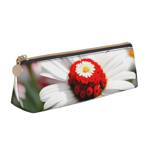 HTTUP Federmäppchen mit Blumenmuster und weißem Gänseblümchen-Design, großes Fassungsvermögen, für Make-up von HTTUP