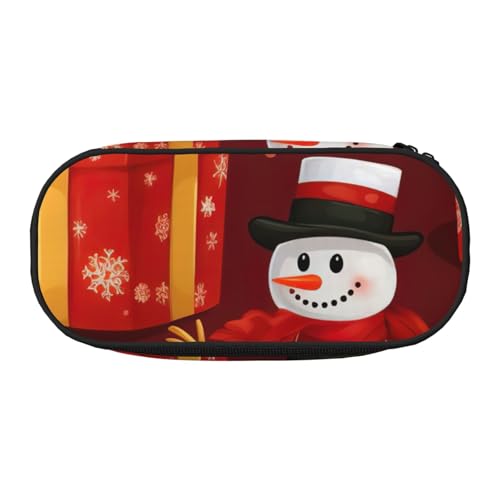 HTTUP Federmäppchen mit Schneemann-Aufdruck, stilvoll, einzigartig, großes Fassungsvermögen, Unisex, Reißverschluss, Büro, Reisen, Make-up, Aufbewahrung von HTTUP
