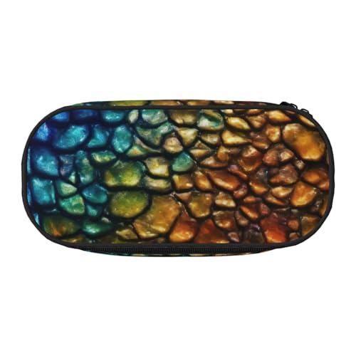 HTTUP Federmäppchen mit klassischem Schlangenhaut-Aufdruck, stilvoll, einzigartig, großes Fassungsvermögen, Unisex, Reißverschluss, Büro, Reisen, Make-up von HTTUP