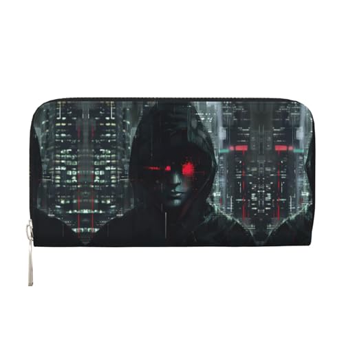 HTTUP Hacker Era Print Casual Clutch Geldbörse Handbrieftasche für Frauen Kapazität Brieftasche Stilvoll Reisefreundlich, Schwarz, Einheitsgröße, Kunst von HTTUP