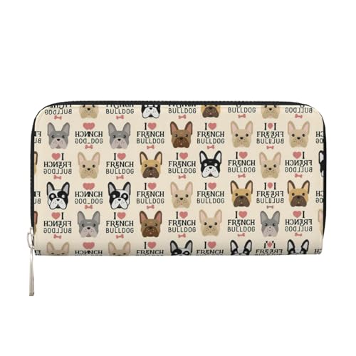 HTTUP I Love French Bulldog Print Casual Clutch Purse Hand Wallet for Women Capacity Wallet Stylish Travel Friendly, Schwarz, Einheitsgröße, Kunst von HTTUP