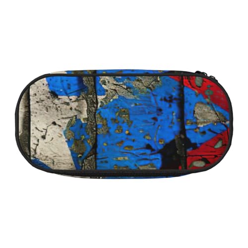 HTTUP Puerto Rico Federmäppchen mit Tapetenflaggen-Druck, stilvoll, einzigartig, großes Fassungsvermögen, Unisex, Reißverschluss, Büro, Reisen, Make-up, Aufbewahrung von HTTUP