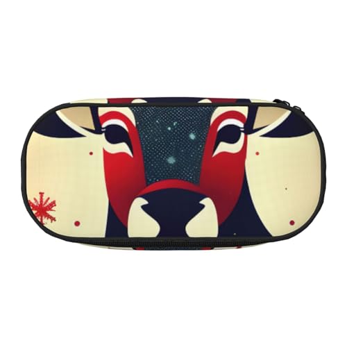 HTTUP Weihnachtliches Hirschbild, stilvoll, einzigartig, großes Fassungsvermögen, Unisex, Federmäppchen, Reißverschluss, Büro, Reisen, Make-up, Aufbewahrung von HTTUP
