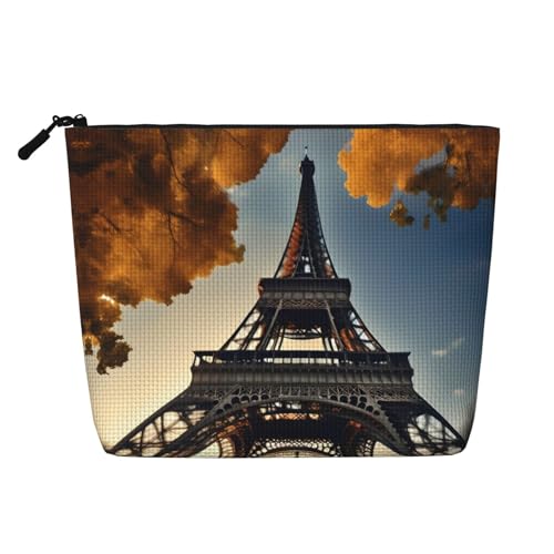 HTTUP Wunderschöner Eiffelturm Paris Druck Geschäftsreise Essential einlagige Make-up-Tasche mit Reißverschluss für Damen, großes Fassungsvermögen, Schwarz, Einheitsgröße, Schwarz, One Size von HTTUP