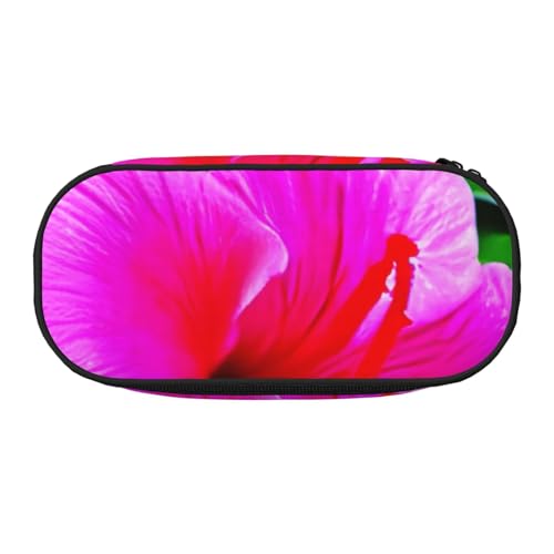 Hibiskusblumen-Muster, stilvoll, einzigartig, großes Fassungsvermögen, Unisex, Federmäppchen, Reißverschluss, Büro, Reisen, Make-up, Aufbewahrung von HTTUP