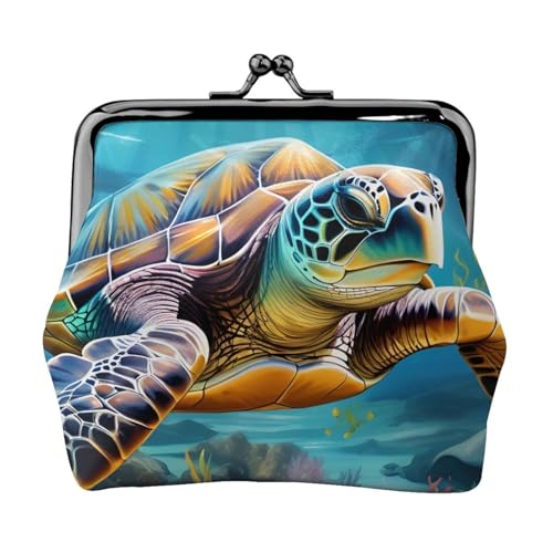 Leichte Damen-Münzgeldbörse mit Meeresschildkröten-Druck, exquisit, wasserdicht, kleine Tasche für Münzen, Karten von HTTUP