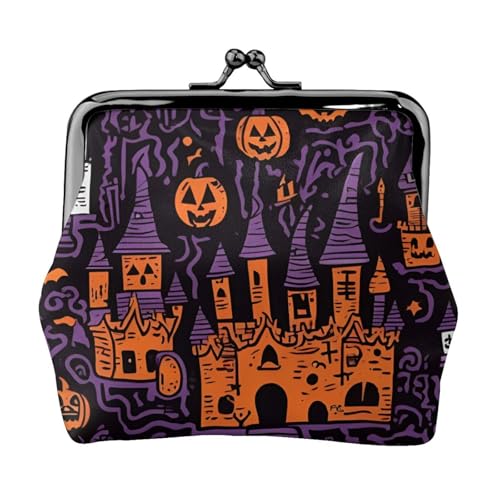 Leichte Geldbörse mit Halloween-Kürbisdruck für Damen, exquisit, wasserdicht, kleine Münztasche von HTTUP