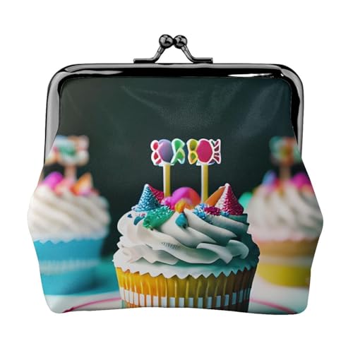 Leichte Geldbörse mit "Happy Birthday"-Kuchenmuster für Damen, exquisite kleine wasserdichte Geldbörse für Münzen und Karten von HTTUP