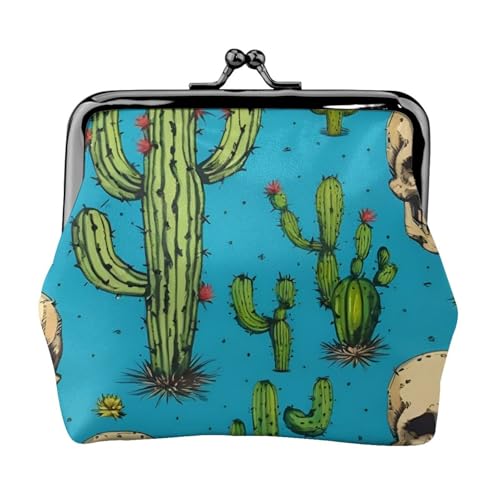 Leichte Geldbörse mit Kaktus- und Stierkopfmuster für Damen, exquisite kleine wasserdichte Münzkartentasche von HTTUP