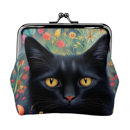 Leichte Geldbörse mit Katzen-Blumenmuster für Damen, exquisit, wasserdicht, kleine Münztasche, Kartentasche von HTTUP