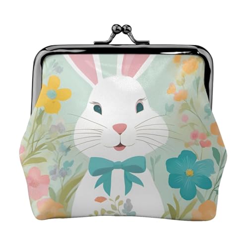 Leichte Geldbörse mit Osterhasen-Blumenmuster für Damen, exquisite wasserdichte kleine Geldbörse für Münzen und Karten von HTTUP