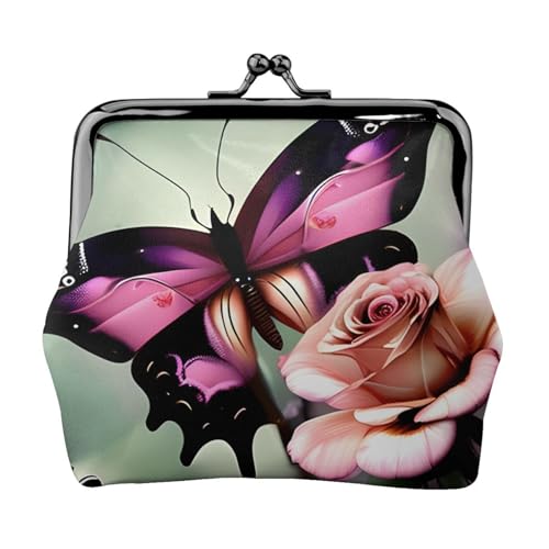 Leichte Geldbörse mit Schmetterling- und Blumenmuster, für Damen, exquisit, wasserdicht, kleine Münztasche, Kartentasche von HTTUP