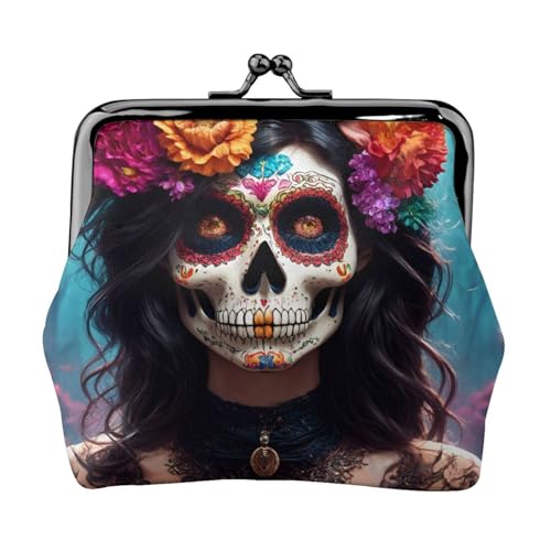 Leichte Geldbörse mit Totenkopf-Skelett-Print für Damen, exquisit, wasserdicht, kleine Münz- und Kartentasche von HTTUP