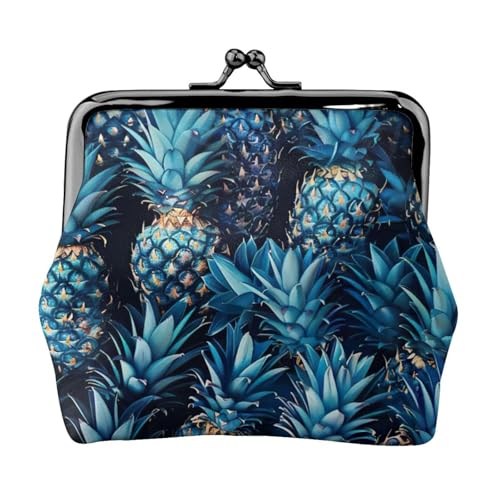 Leichte Geldbörse mit blauem Ananas-Muster für Damen, exquisit, wasserdicht, kleine Münztasche, Kartentasche von HTTUP