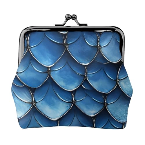 Leichte Geldbörse mit blauem Fisch-Skala-Druck für Damen, exquisit, wasserdicht, kleine Münztasche von HTTUP