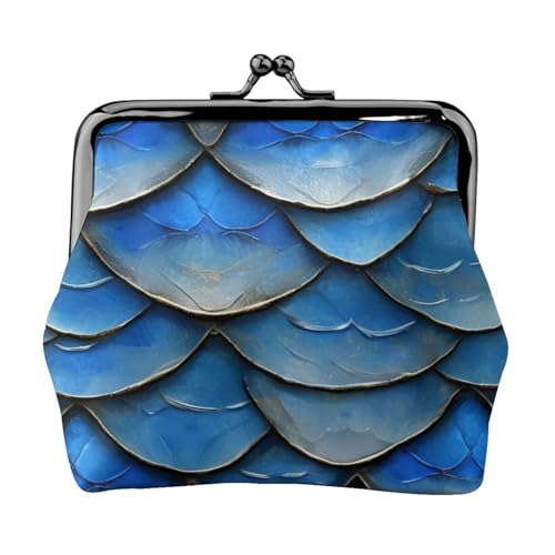 Leichte Geldbörse mit blauem Fisch-Skala-Druck für Damen, exquisit, wasserdicht, kleine Münztasche von HTTUP