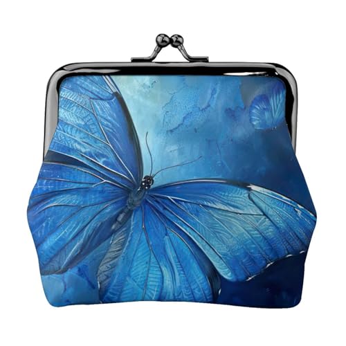 Leichte Geldbörse mit blauem Schmetterlingsmuster für Damen, exquisite wasserdichte kleine Geldbörse für Münzen und Karten von HTTUP
