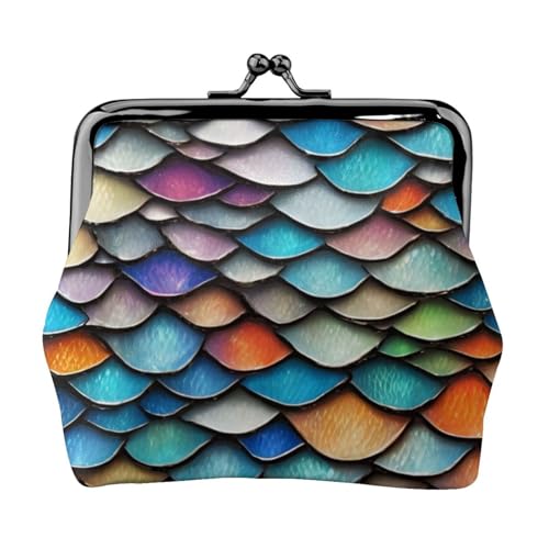 Leichte Geldbörse mit buntem Fischschuppenmuster für Damen, exquisite wasserdichte kleine Geldbörse für Münzen und Karten von HTTUP