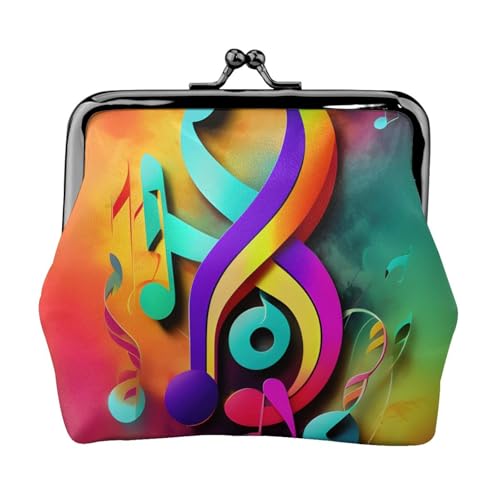 Leichte Geldbörse mit farbenfrohem Musiknoten-Muster für Damen, exquisit, wasserdicht, kleine Münz- und Kartentasche von HTTUP