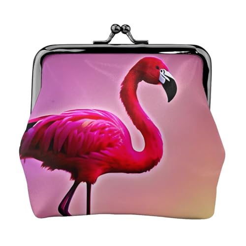 Leichte Geldbörse mit rosa Flamingo-Muster für Damen, exquisit, wasserdicht, kleine Münztasche, Kartentasche von HTTUP