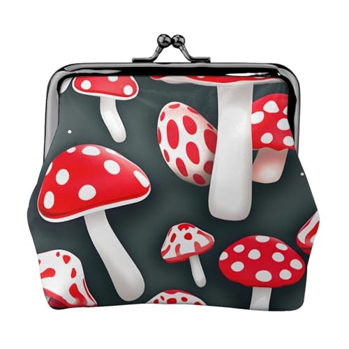 Leichte Geldbörse mit rotem und weißem Pilzmuster für Damen, exquisite wasserdichte kleine Geldbörse für Münzen und Karten von HTTUP