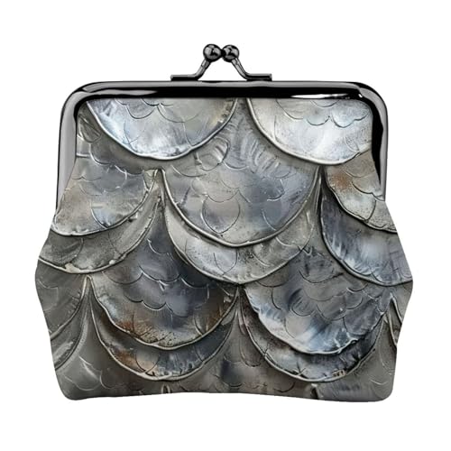 Leichte Geldbörse mit silbernem Fischschuppenmuster für Damen, exquisite kleine wasserdichte Geldbörse für Münzen und Karten von HTTUP