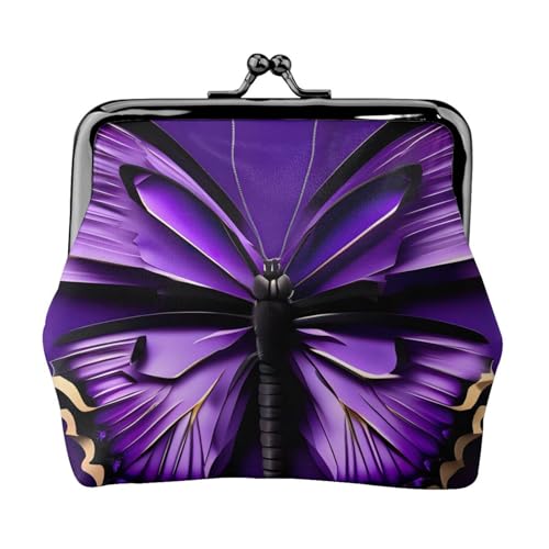 Leichte Geldbörse mit violettem Schmetterlingsmuster für Damen, exquisit, wasserdicht, kleine Münztasche, Kartentasche von HTTUP